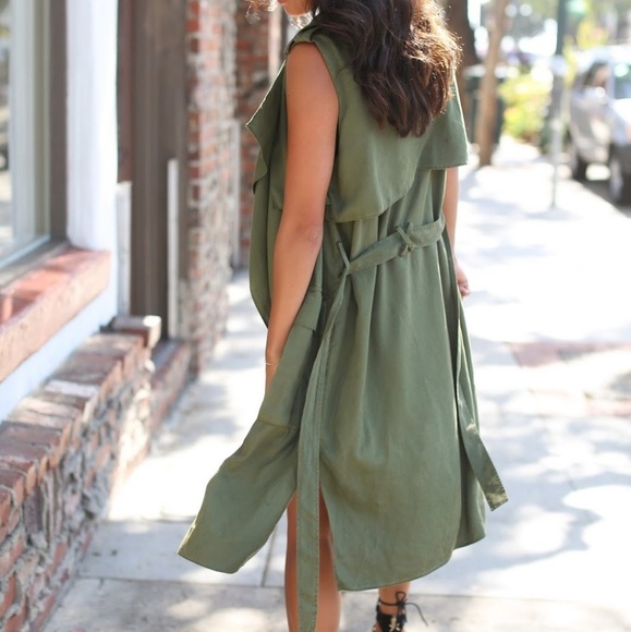 Army Green Trench Vest - Picture 2 of 3